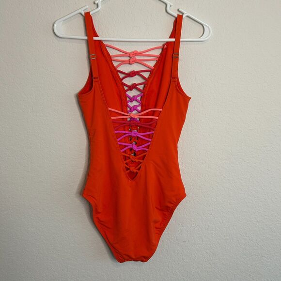 Bleu Rod Beattie Knotty Lattice One Piece Swimsuit Sz 4 - Picture 4 of 8